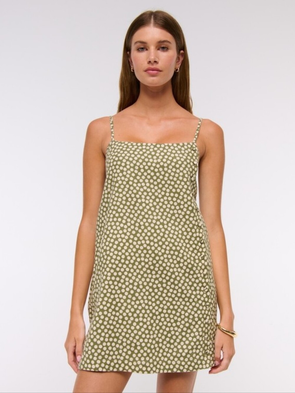 Abercrombie‎ & Fitch Linen Blend Green Polka Dot Skort Dress Size XL Tall